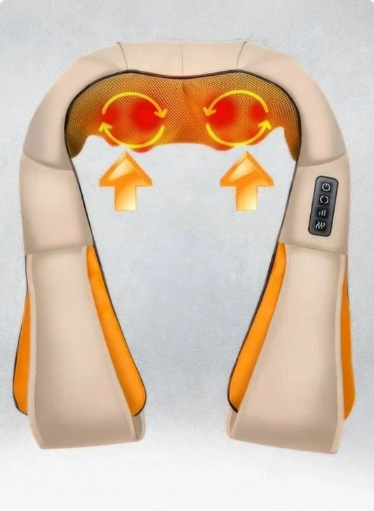 Isıtmalı Omuz & Boyun Yoğurmalı Masaj Cihazı – Derin Doku Masajı | 8 Kafalı Isı Terapisi